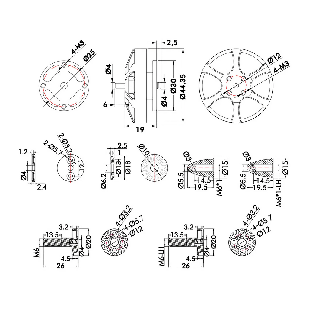 T-MOTOR MN4004 Antigravity Type 4-6S UAV Motor 2PCS/SET