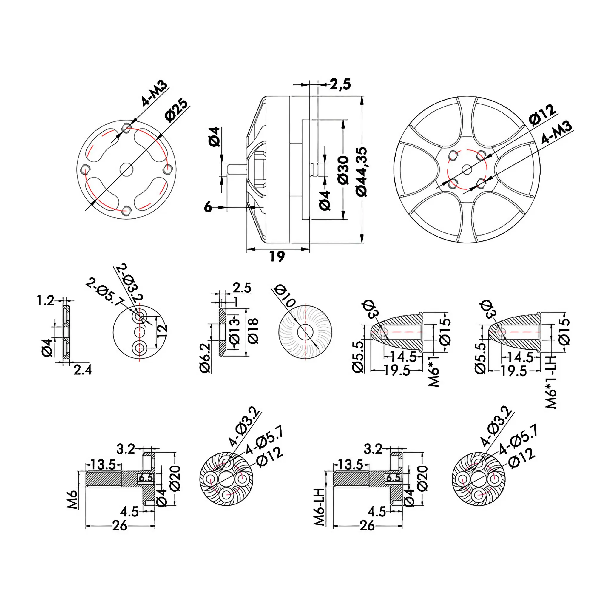 T-MOTOR MN4004 Antigravity Type 4-6S UAV Motor 2PCS/SET