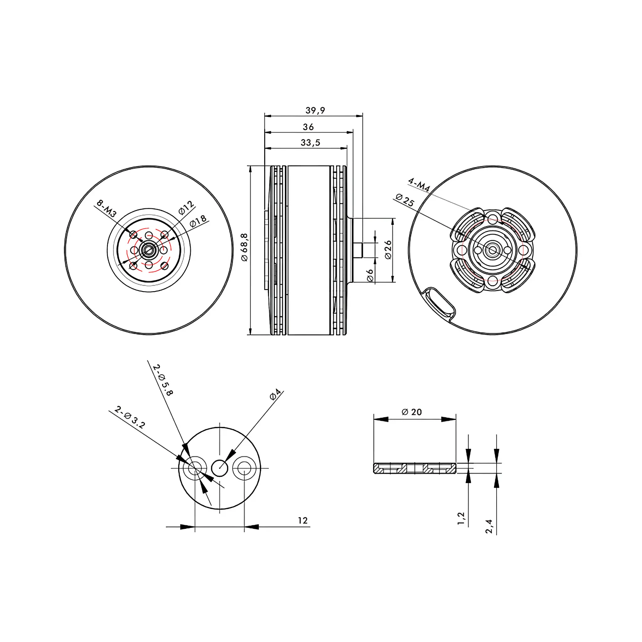 T-MOTOR MN605-S IP45 Multirotor Fixed Wing UAV Motor 2PCS/SET